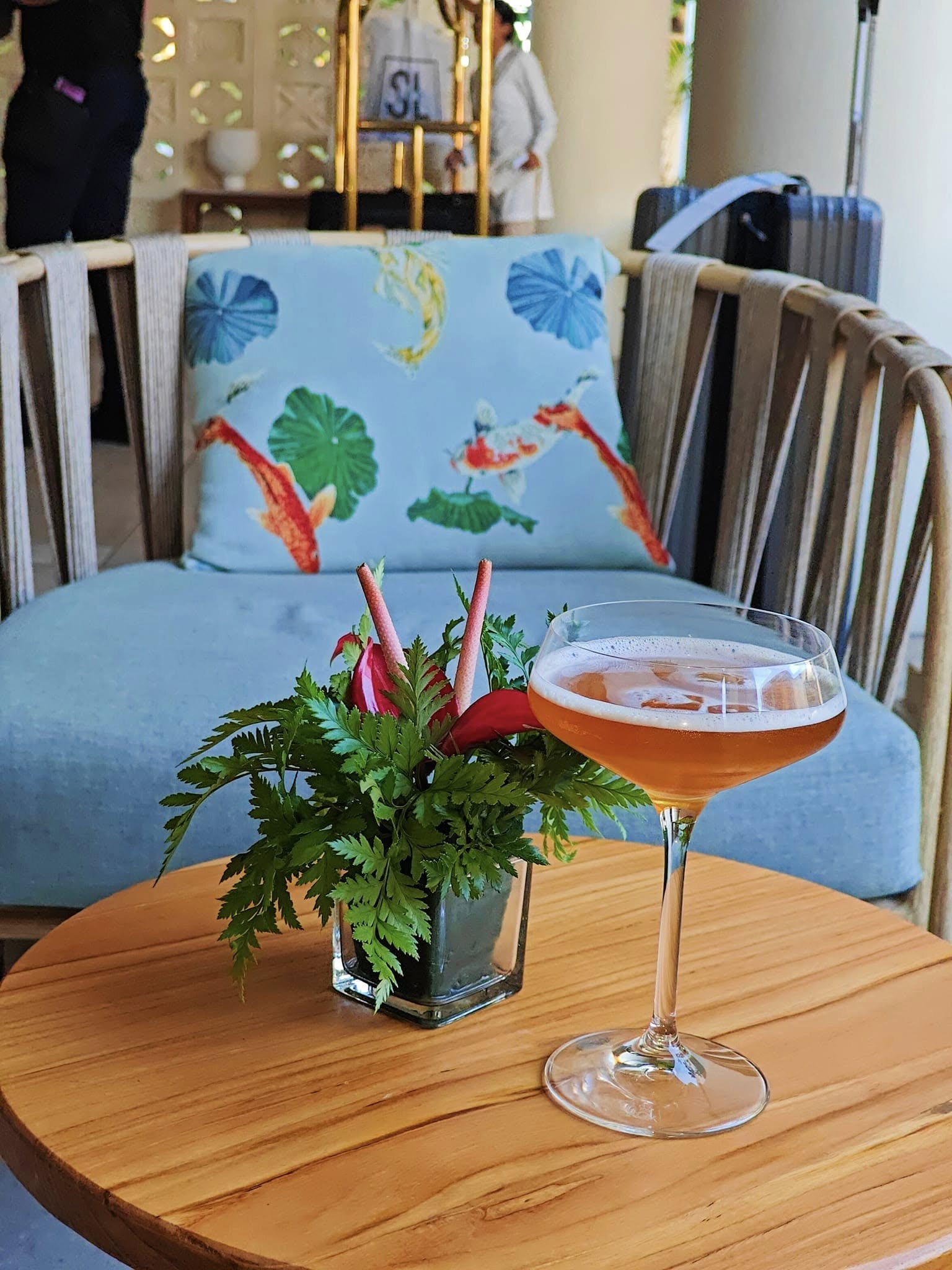Refreshing peach welcome drink served chilled