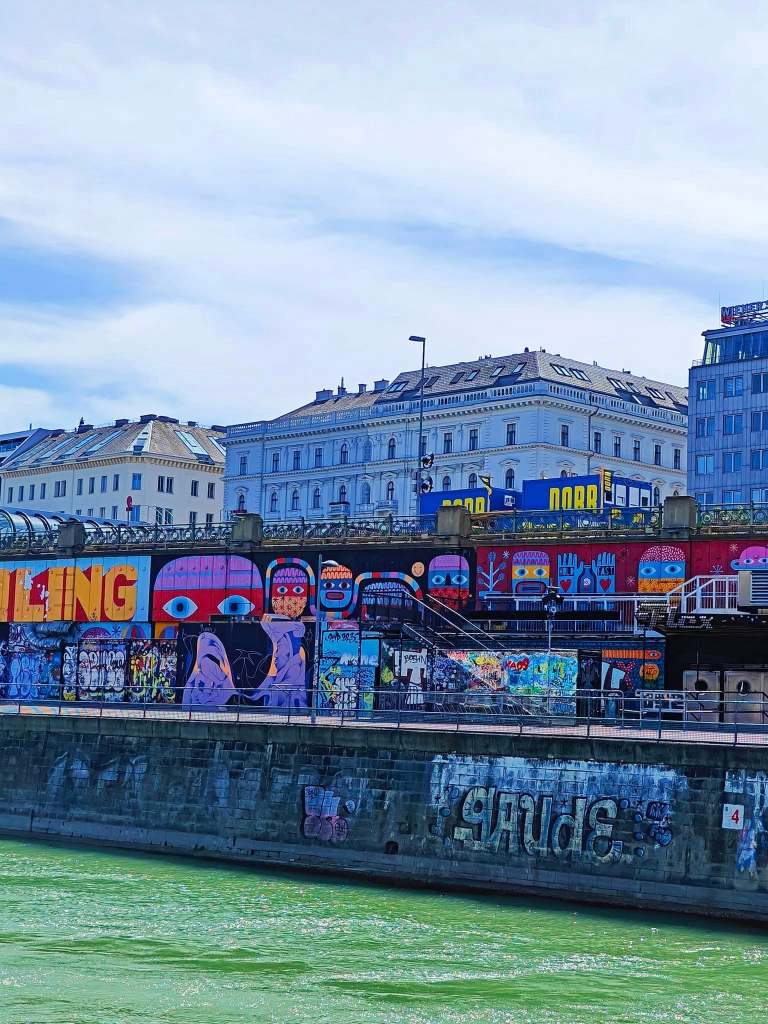 Street artwork along Danube Canal Vienna