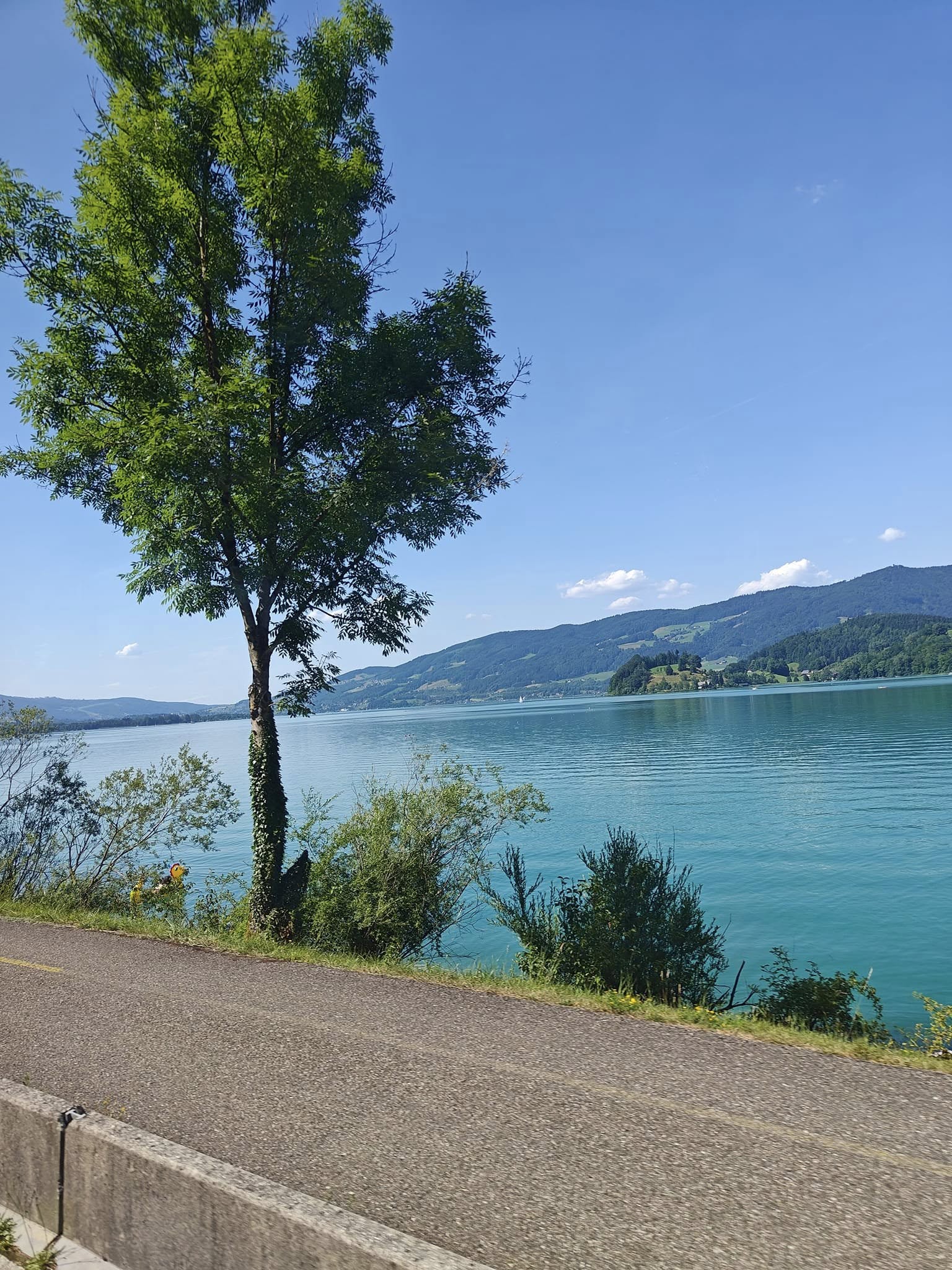 Lake Attersee with alpine mountains