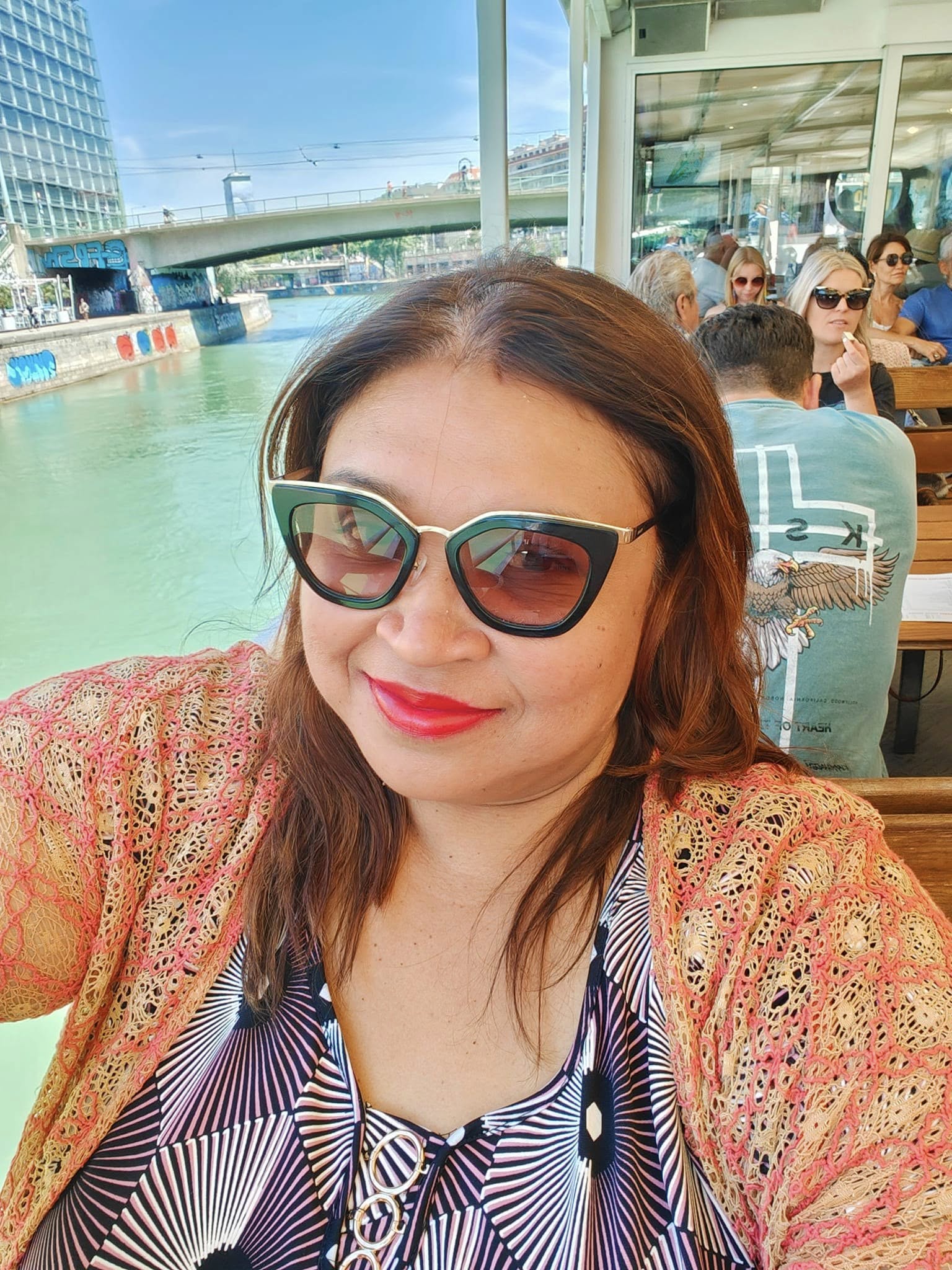 Scenic Danube cruise with Vienna waterfront landmarks