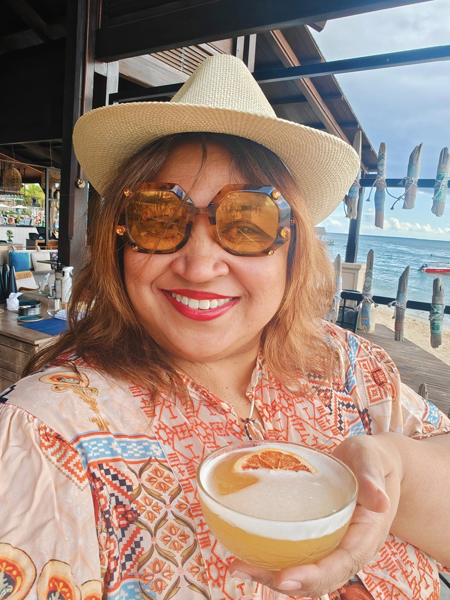 Enjoying Ocean Swells cocktail in Mauritius