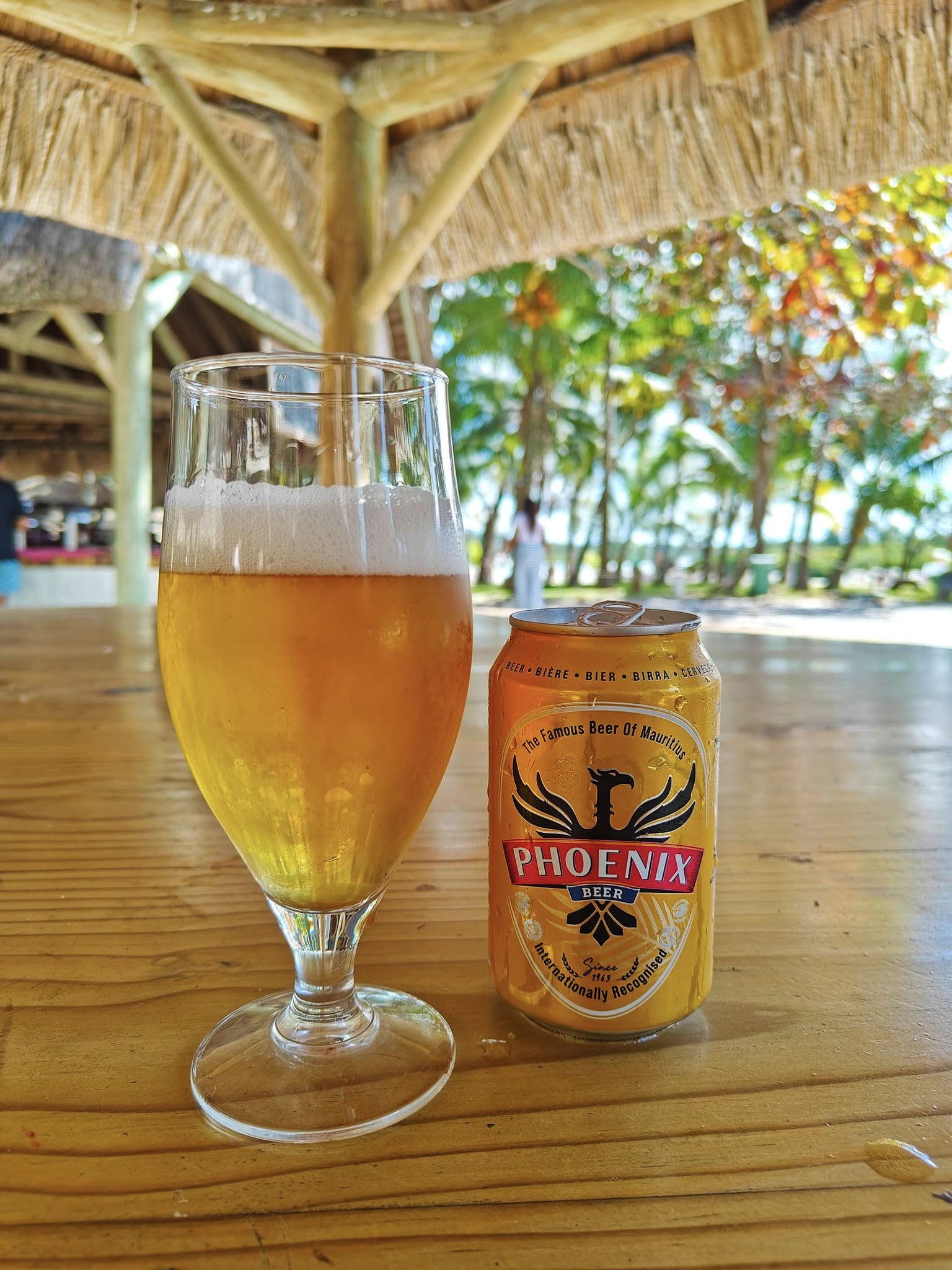 Chilled beer at lle aux Cerfs by the beach