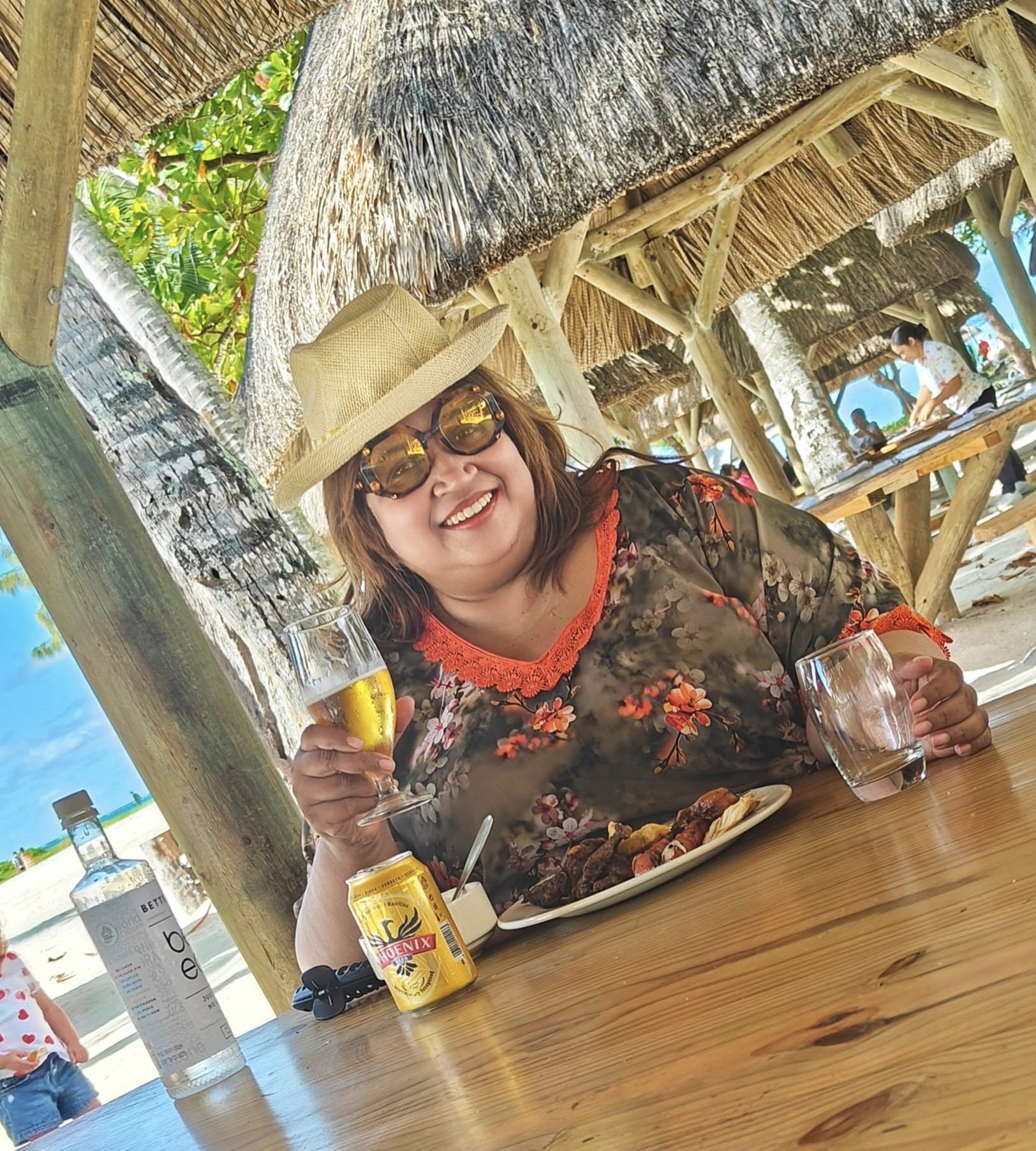 Beachside lunch spread at lle aux Cerfs in Mauritius