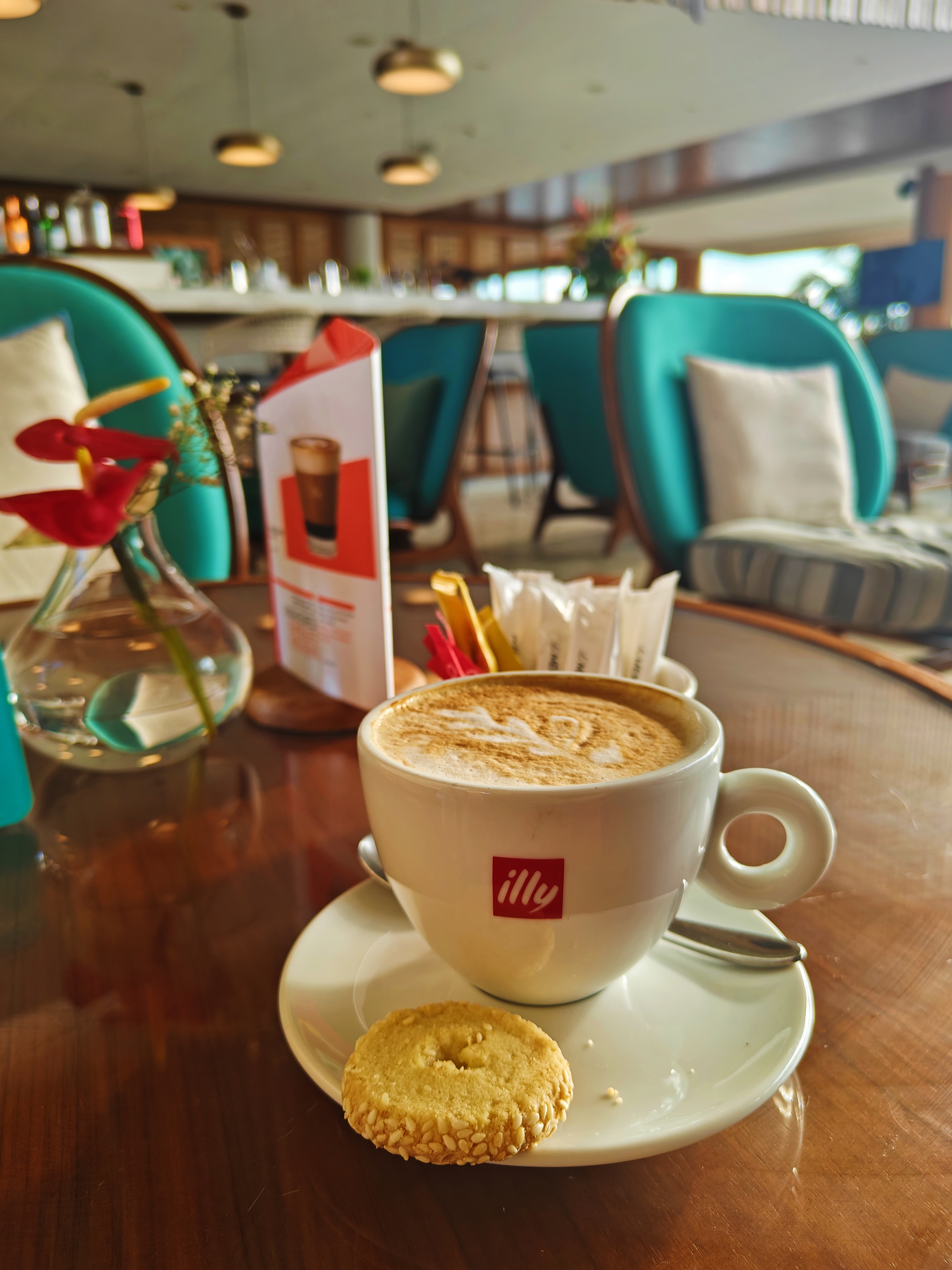 Coffee break on the island with a cup of illy coffee.