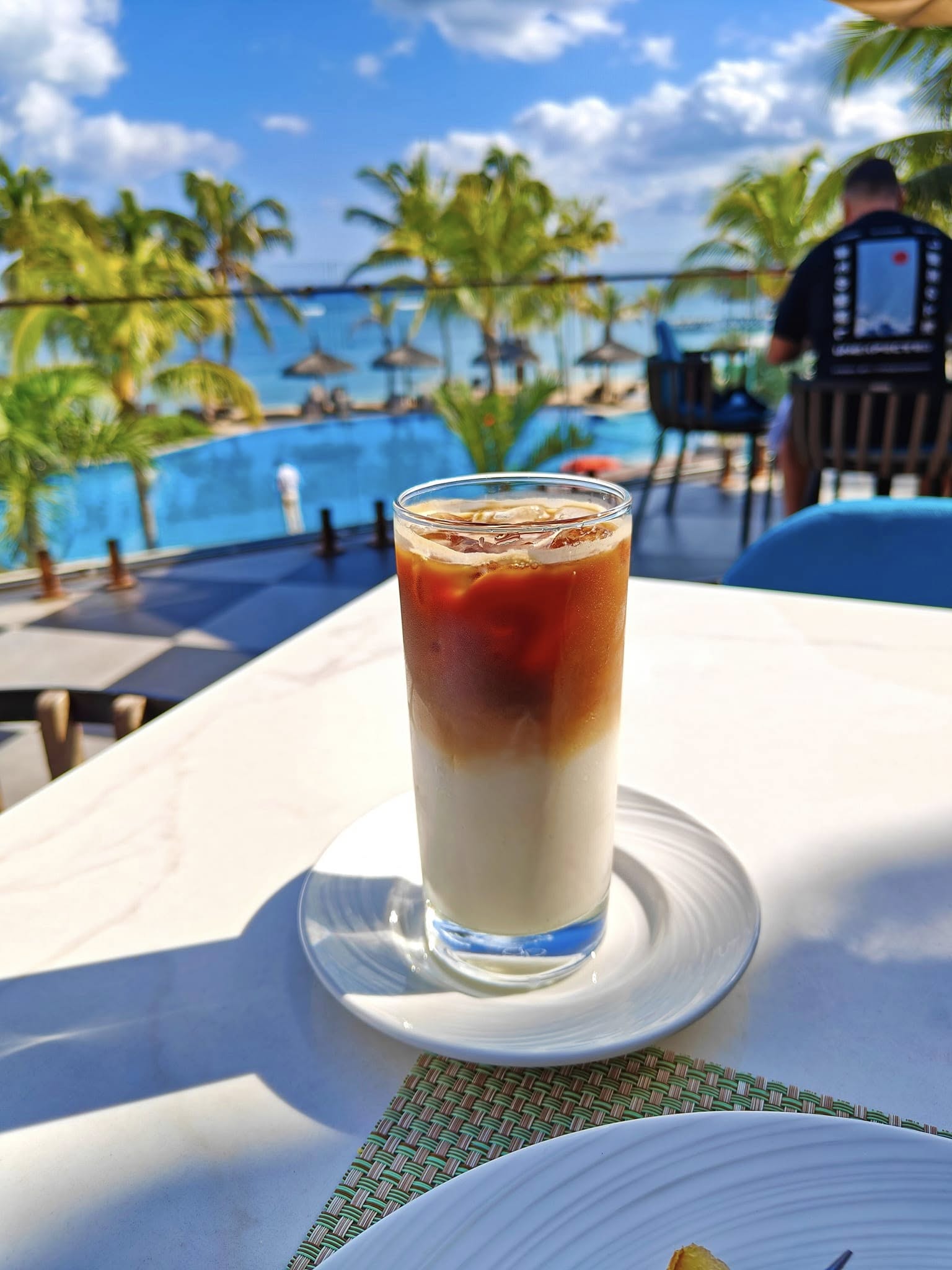 Chilled cold coffee served as part of a breakfast spread