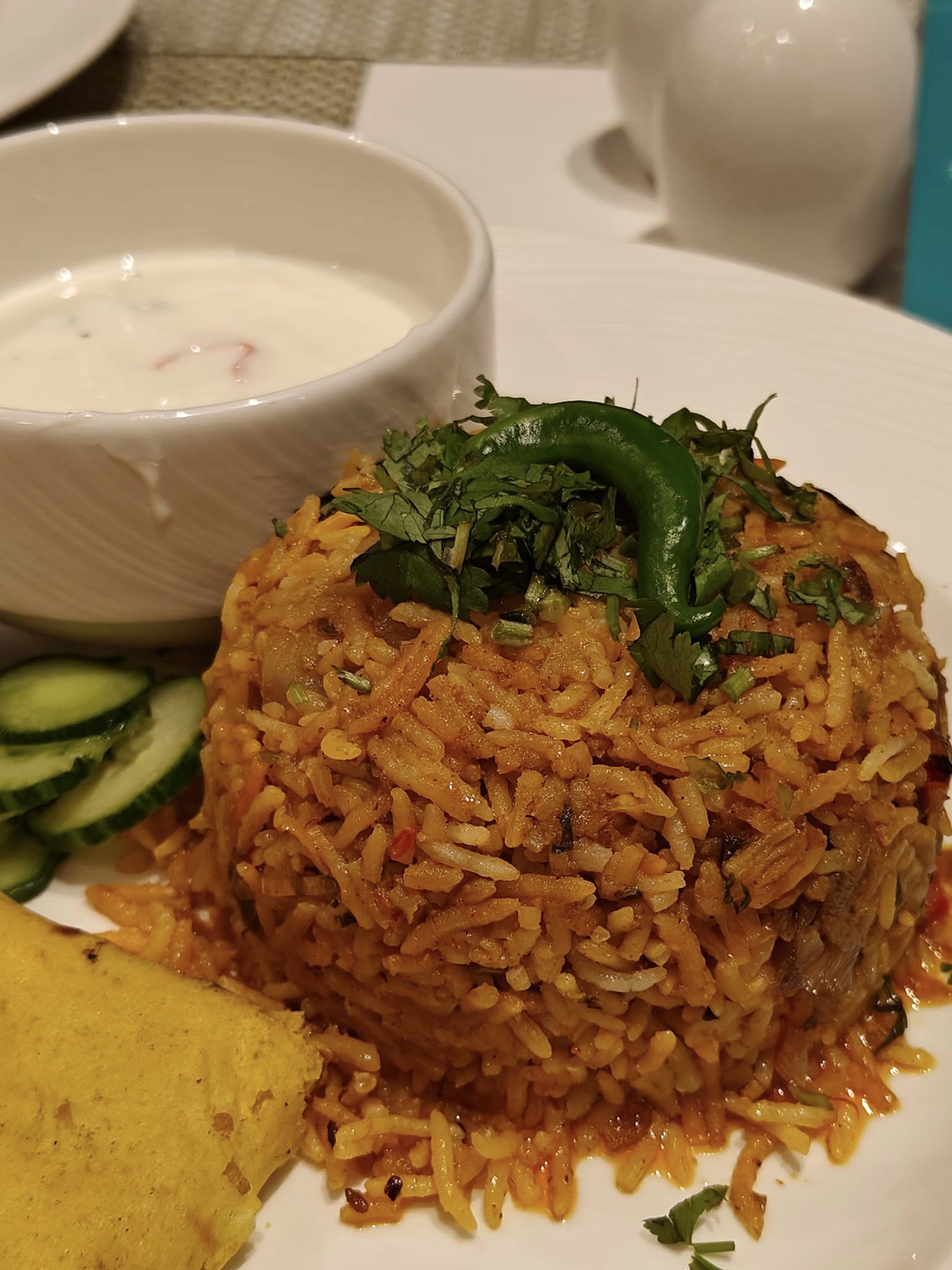 Mauritian-style chicken biryani served with aromatic spices