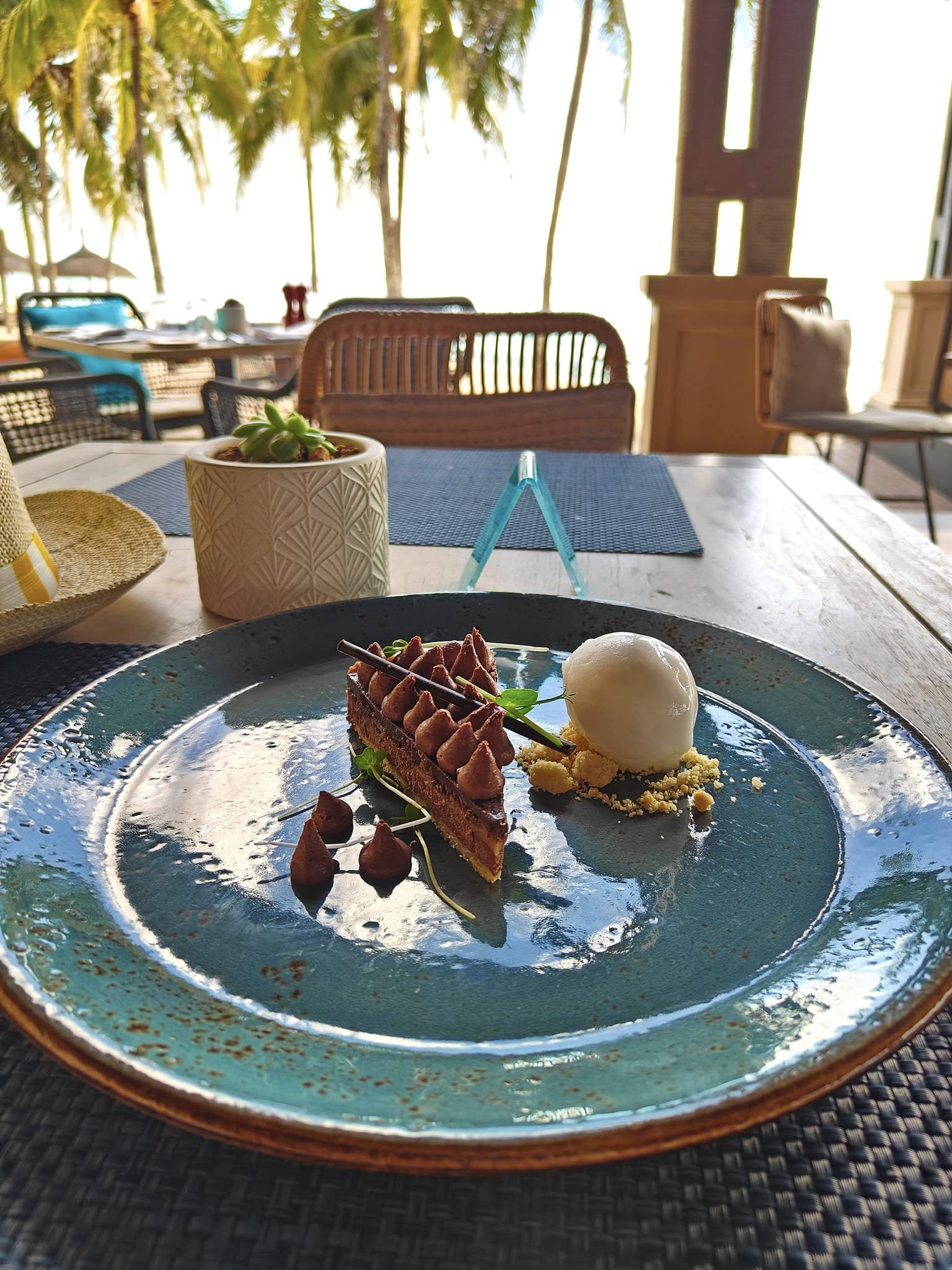 Valrhona chocolate banana dessert in Mauritius