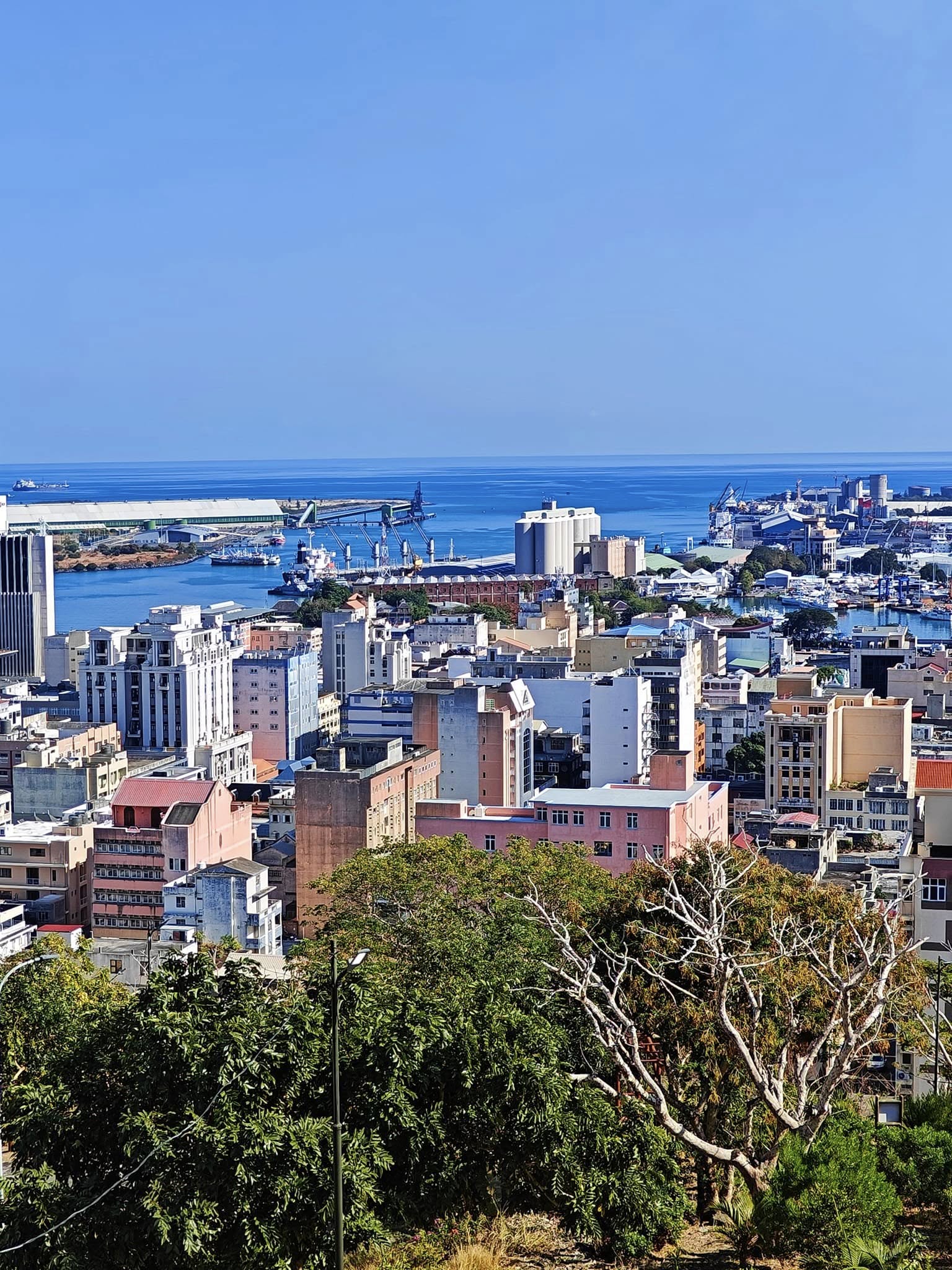 Port Louis harbour viewed from La Citadelle observation deck, Mauritius